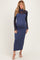 Navy Ribbed Knit Mock Neck Long Sleeve Maternity Maxi Dress