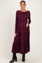 Burgundy Long Sleeve Maternity Maxi Dress