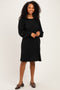 Black Long Puff Sleeve Knit Dress