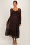 Brown Sweetheart Lace Long Sleeve Maternity Maxi Dress