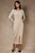 Cream Ribbed Long Sleeve Button Down Midi Dress