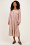 Ivory Red Gingham Lace Trim Midi Dress