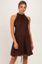 Brown Chiffon High Neck Maternity Dress