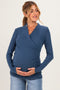 Navy Soft Heathered Draped Wrap Maternity/Nursing Top