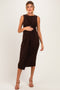 Dark Brown Sleeveless Side Knot Maternity Midi Dress