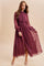 Bordeaux Polka Dot Chiffon Button Down Maxi Dress