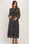 Black Floral Tie Neck Maternity Maxi Dress