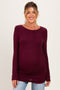 Dark Wine Soft Knit Ruched Maternity Top