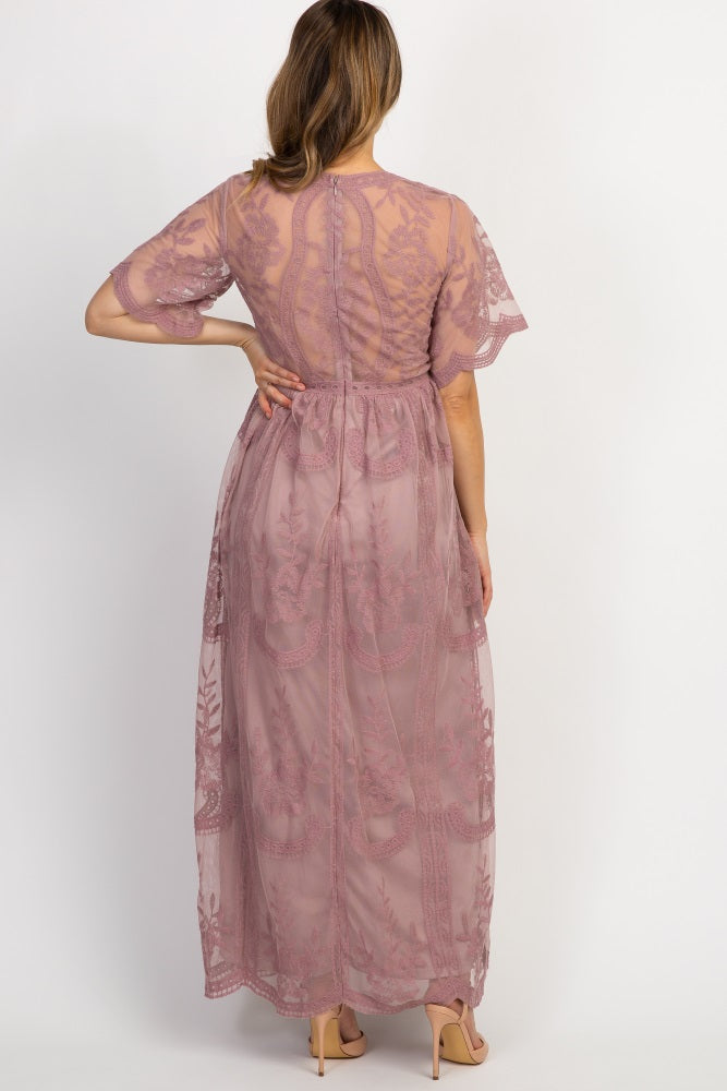 Natty Lace Mesh Maxi Dress - Petal Pink main image 1