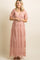Light Pink Lace Mesh Overlay Maternity Maxi Dress