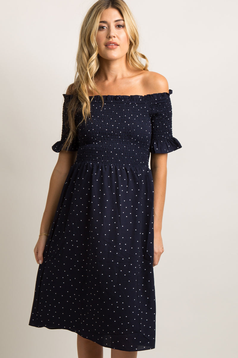 Polka Dot Off Shoulder Nursing Dress Buy Mango Black Bardot Off