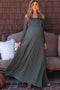 PinkBlush Petite Olive Solid Off Shoulder Maternity Maxi Dress