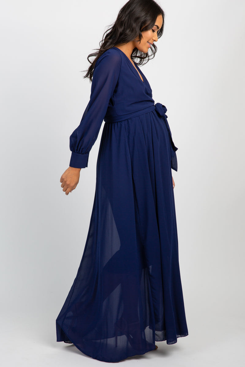 SALE Maternity Chiffon Long Gown Size 16 Style 6334M main image 1