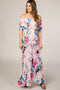 Light Pink Floral Off Shoulder Maternity Maxi Dress