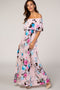 Light Pink Floral Off Shoulder Maxi Dress