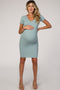 Dusty Mint Ribbed Maternity Dress