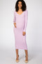 Lavender V-Neck Long Sleeve Fitted Maternity Maxi Dress