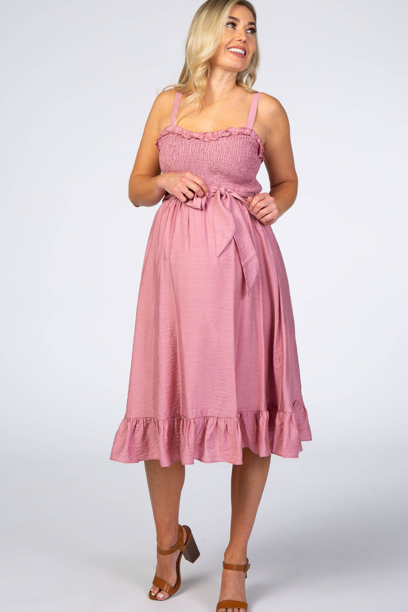 Great Description About Pink Ruffle Maternity Dress