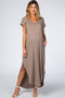 Taupe Side Slit Maternity Maxi Dress