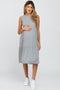 Heather Grey Ribbed Sleeveless Maternity Midi Dress
