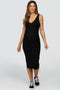 Black Sleeveless Ribbed Knit Fitted Maternity Dress