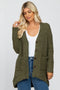 Olive Popcorn Knit Hi-Low Cardigan