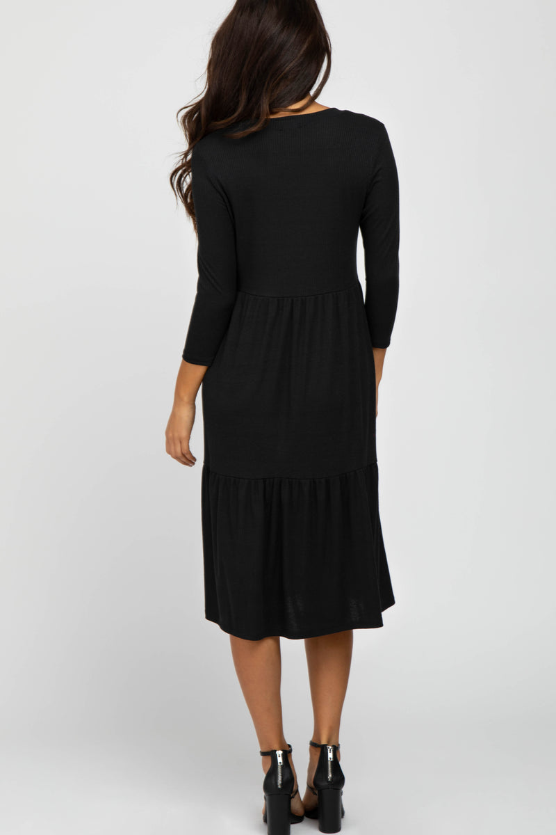 Riani Black Three Quarter Length Sleeves Midi Dress 336370-3987 main image 1
