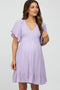 Lavender Smocked Front Ruffle Hem Maternity Dress