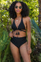 Black Tie Front Side Strap Bikini Set