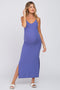 Violet Ribbed Side Slit Maternity Maxi Dress