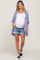 Blue Distressed Cuffed Maternity Denim Shorts