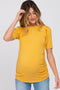 Yellow Ribbed Puff Sleeve Ruched Maternity Top
