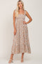 Beige Floral Sleeveless Tiered Maxi Dress