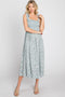 Light Blue Floral Smocked Tie Strap Midi Dress