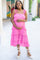 Fuchsia Ruffle Tiered Maternity Midi Dress