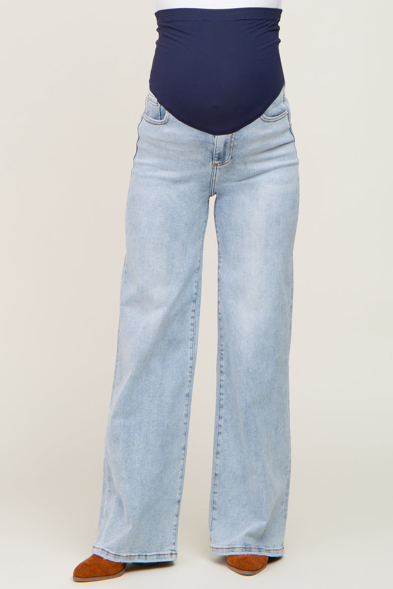 Light Blue Wide Leg Maternity Jeans – PinkBlush