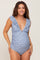 Blue Floral Ruffle Maternity One-Piece Swimsuit