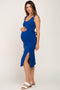 Royal Blue Ribbed Back Cutout Maternity Midi Dress