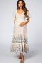 Light Pink Printed Smocked Maternity Midi Dress