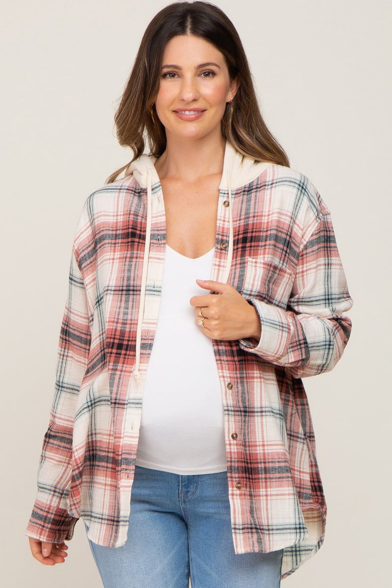 Rust Checkered Hooded Cardi main image 1