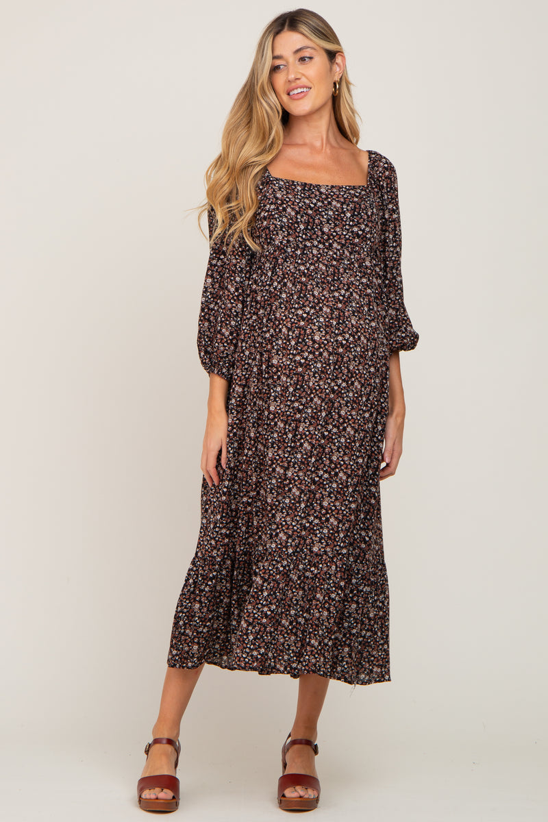 Black-Colored Maternity 3/4th Gown main image 1