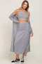 Navy Heather 3-Piece Skirt and Cardigan Set