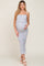 Blue Floral Chiffon Smocked Tiered Square Neck Maternity Midi Dress