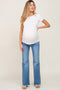 Blue Flare Leg Raw Hem Maternity Jeans
