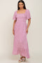 Pink Floral Smocked Midi Dress