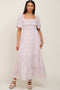 Ivory Floral Smocked Flounce Sleeve Maxi Dress