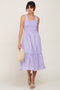 Lavender Sleeveless Floral Embroidered Midi Dress