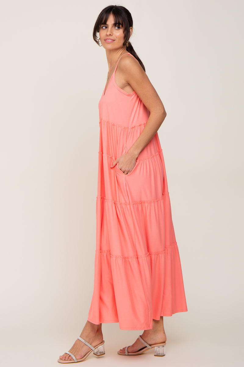 Coral bloom maxi dress - pink/red main image 1