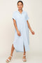 Light Blue Button Down Hi Low Maxi Dress