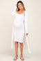 White Ribbed Cardigan 2 Piece Maternity Set